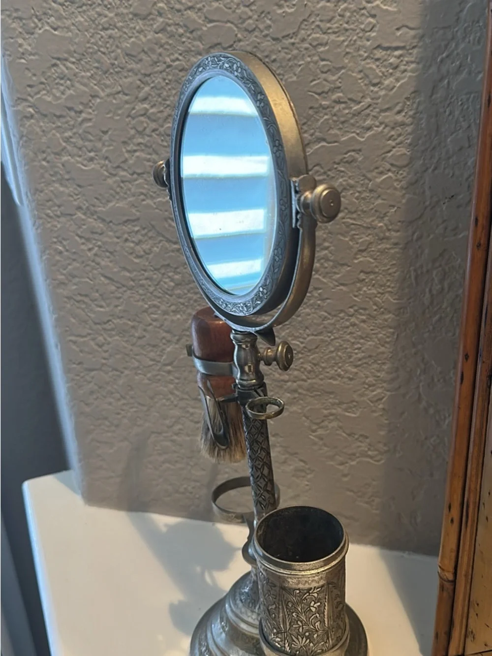 Vintage Shaving Stand and Mirror from India
